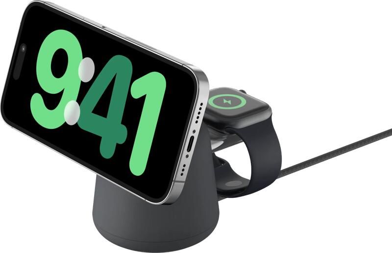 Belkin MagSafe en Qi2 2-in-1 Draadloze Oplader 15W met Standaard Zwart