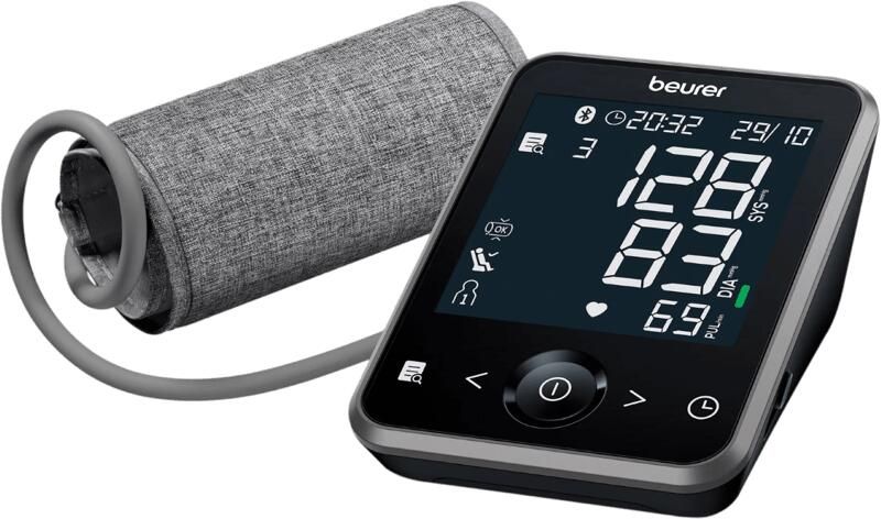 Beurer BM 64 bloeddrukmeter voor de bovenarm herkenning van boezemfibrilleren (AFib) beroertes te voorkom bovenarmomtrek van 22-42 cmen app-koppeling gepatenteerde rustindicator manchet voor een