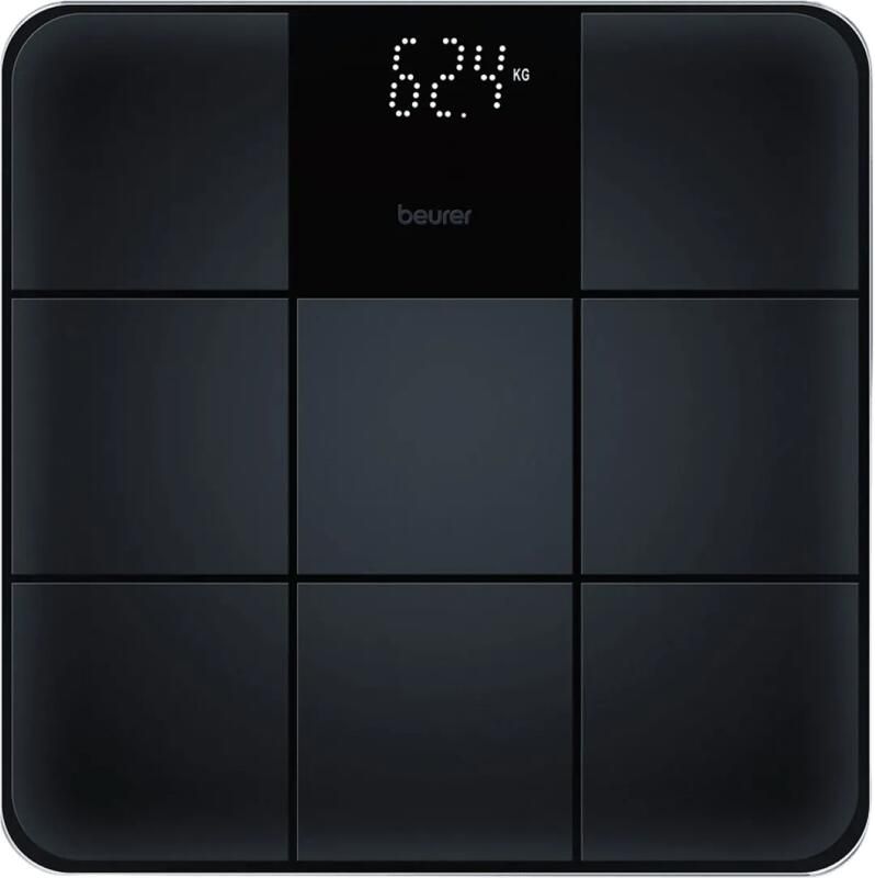 Beurer GS 235 Personenweegschaal Digitaal Tot 180 kg Magic LED display 30 x 30 cm Quick start Automatische uitschakeling Veiligheidsglas antislip weegplateau Incl. batterijen 5 Jaar garantie