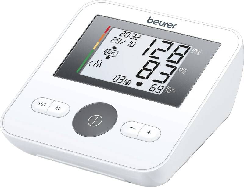 Beurer BM 27 Basic Bloeddrukmeter bovenarm Aanbevolen door Hartstichting Onregelmatige hartslag Risico-indicator Manchet-aanbreng controle Manchet 22 tot 42 cm Klinisch gevalideerd Digitale Bloeddrukpas 5 Jaar garantie