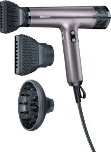 Beurer HC 100 Excellence Föhn Haardroger Professioneel 1700 Watt borstelloze motor Ionenfunctie 3 Warmtestanden 3 Ventilatorstanden Koude lucht Incl. magnetisch mondstuk en diffuser tot 100 km h blaaskracht 3 Jaar garantie