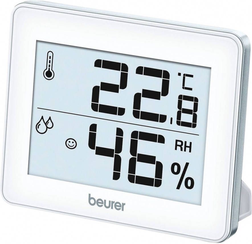 Beurer HM 16 Thermo-hygrometer Thermometer Luchtvochtigheid Binnen Smiley display °C °F Incl. batterij 3 Jaar garantie Wit