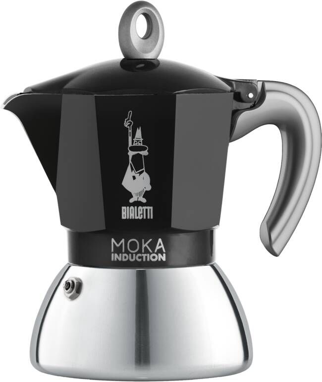 Bialetti Moka Induction koffiezetapparaat 4 kopjes zwart zilver