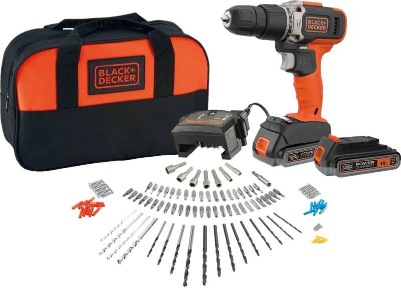 BLACK+DECKER Black + Decker Schroef -klopboormachine 18v ( 2 Accu's)