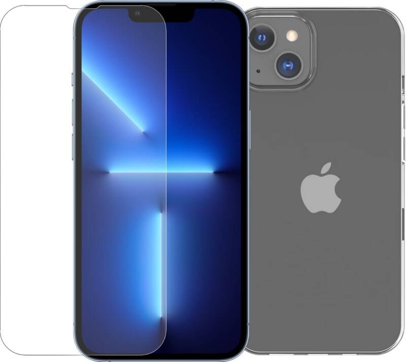 BlueBuilt Apple iPhone 14 Plus Screenprotector Glas + Soft Case Back Cover