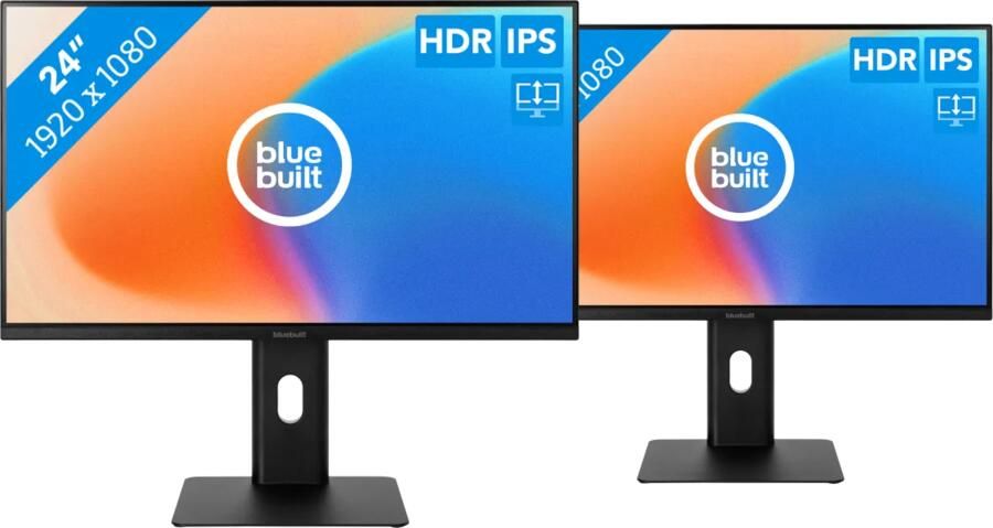 BlueBuilt 24 inch Full HD Monitor Duo Pack