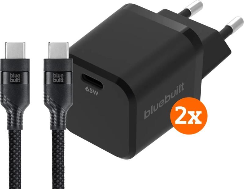 BlueBuilt 65W GaN Usb C Oplader Zwart + Usb C Kabel 240W 2m
