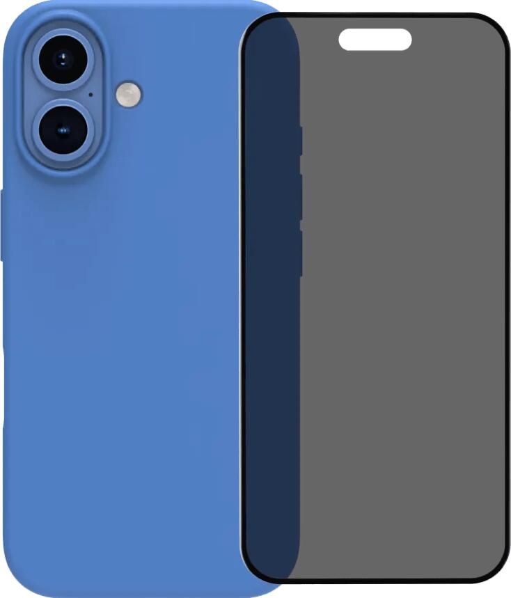 BlueBuilt Back Cover iPhone 16 Blauw + Privacy Filter Screenprotector Glas