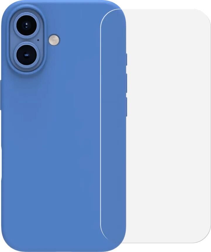 BlueBuilt Back Cover iPhone 16 Blauw + Screenprotector Glas