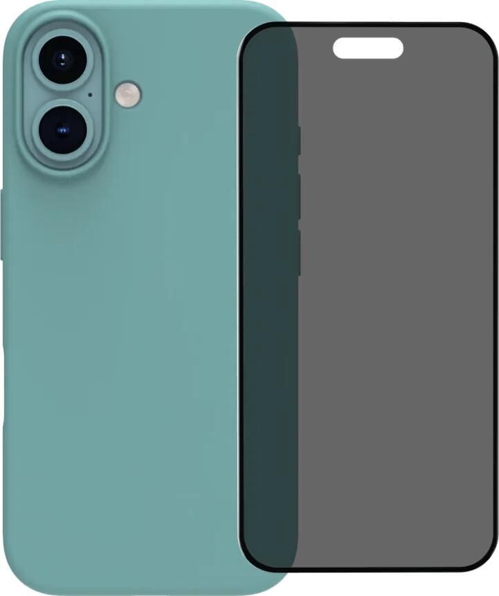 BlueBuilt Back Cover iPhone 16 Groen + Privacy Filter Screenprotector Glas
