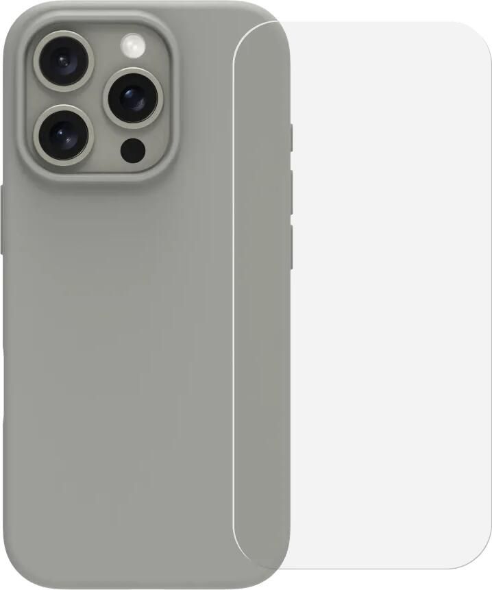 BlueBuilt Back Cover iPhone 16 Pro Grijs + Screenprotector Glas