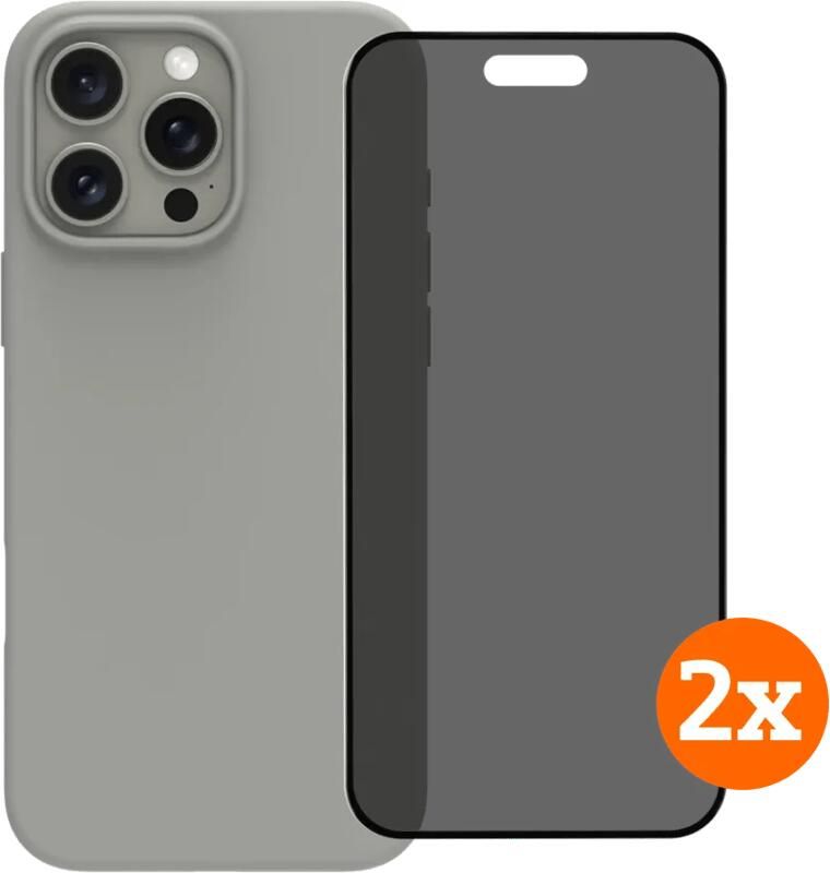 BlueBuilt Back Cover iPhone 16 Pro Max Grijs + Privacy Filter Screenprotector Duo Pack