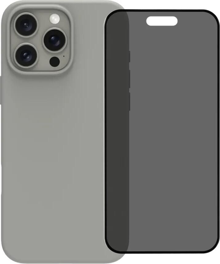 BlueBuilt Back Cover iPhone 16 Pro Max Grijs + Privacy Filter Screenprotector Glas
