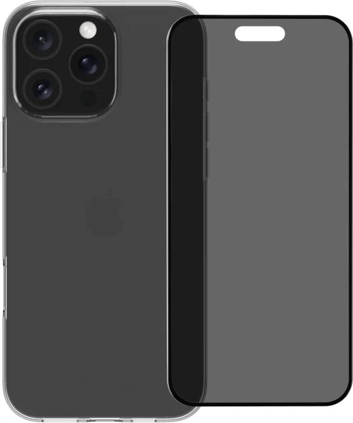 BlueBuilt Back Cover iPhone 16 Pro Max Transparant + Privacy Filter Screenprotector Glas