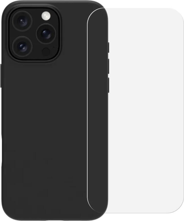 BlueBuilt Back Cover iPhone 16 Pro Max Zwart + Screenprotector Glas