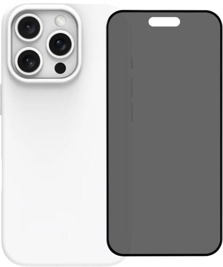 BlueBuilt Back Cover iPhone 16 Pro Wit + Privacy Filter Screenprotector Glas