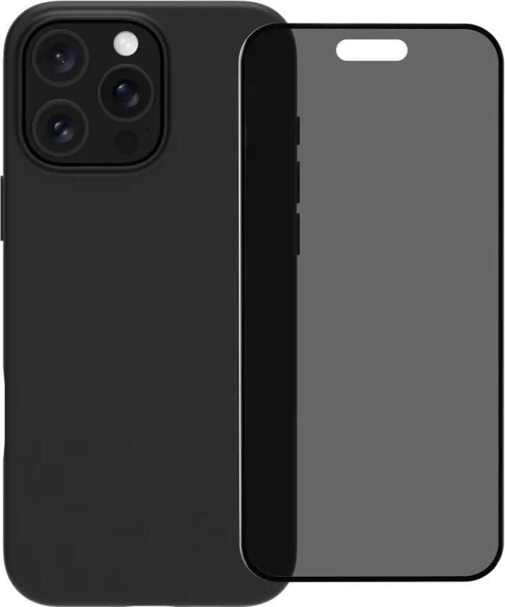 BlueBuilt Back Cover iPhone 16 Pro Zwart + Privacy Filter Screenprotector Glas