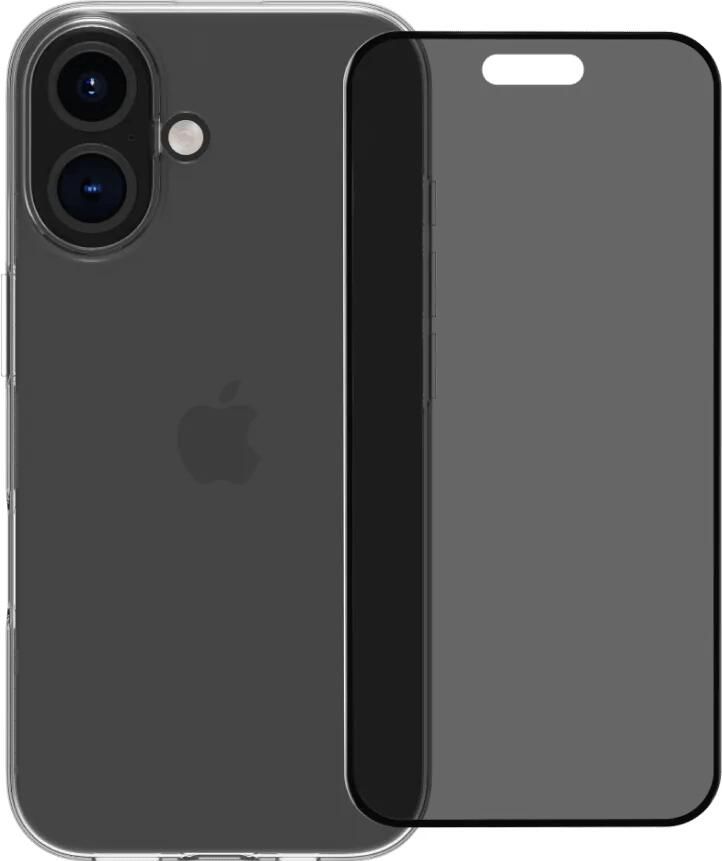 BlueBuilt Back Cover iPhone 16 Transparant + Privacy Filter Screenprotector Glas