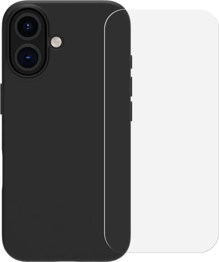 BlueBuilt Back Cover iPhone 16 Zwart + Screenprotector Glas