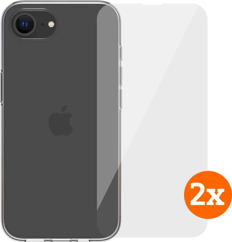 BlueBuilt Back Cover iPhone 16e Transparant + Screenprotector Glas Duo Pack