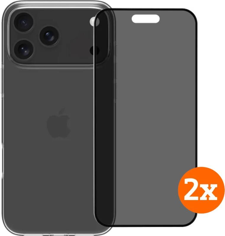 BlueBuilt Back Cover iPhone 17 Pro Max Transparant + Privacy Screenprotector Duo Pack