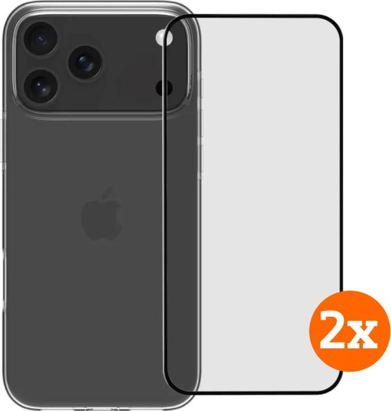 BlueBuilt Back Cover iPhone 17 Pro Max Transparant + Screenprotector Duo Pack