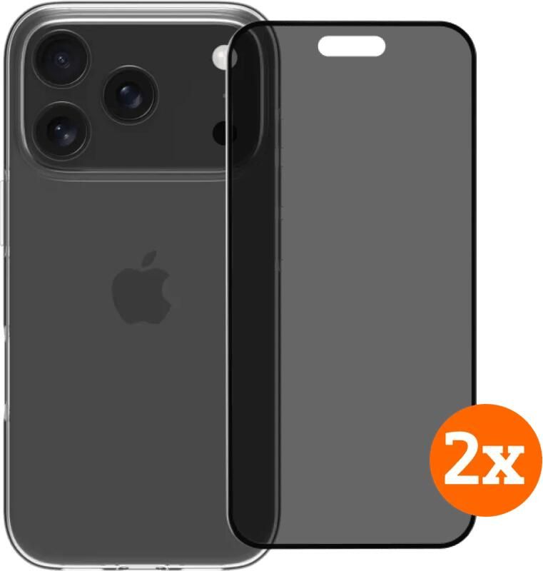BlueBuilt Back Cover iPhone 17 Pro Transparant + Privacy Filter Screenprotector Duo Pack