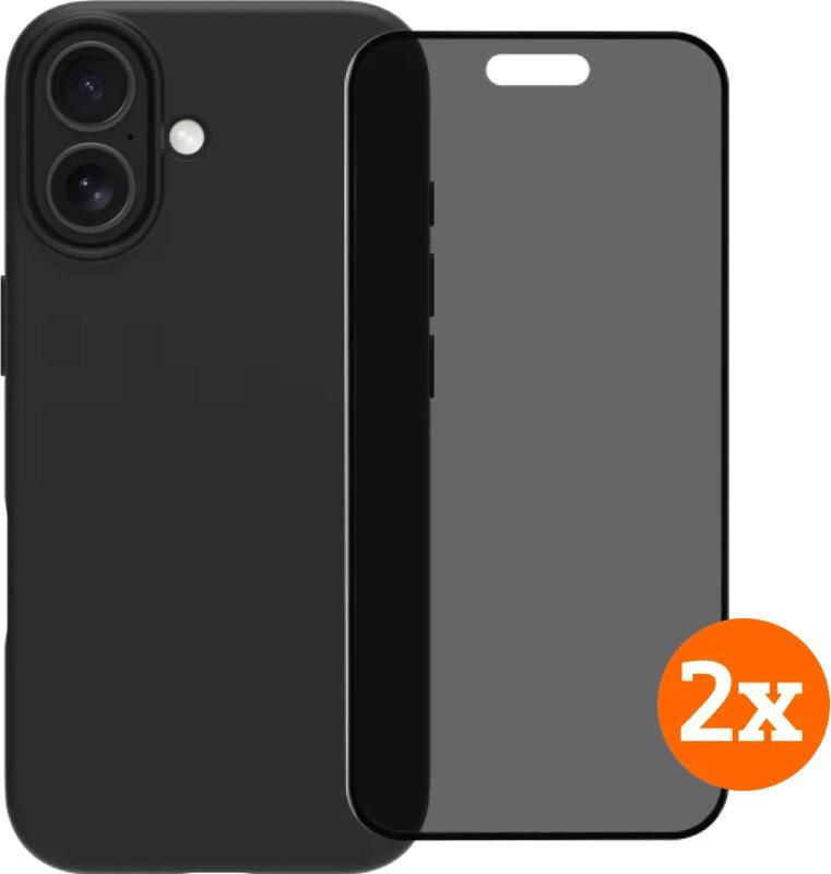 BlueBuilt Back Cover iPhone 17 Zwart + Privacy Filter Screenprotector Duo Pack
