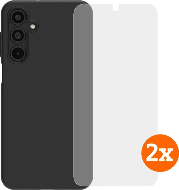 BlueBuilt Back Cover Samsung Galaxy A16 4G 5G Zwart + Screenprotector Glas Duo Pack