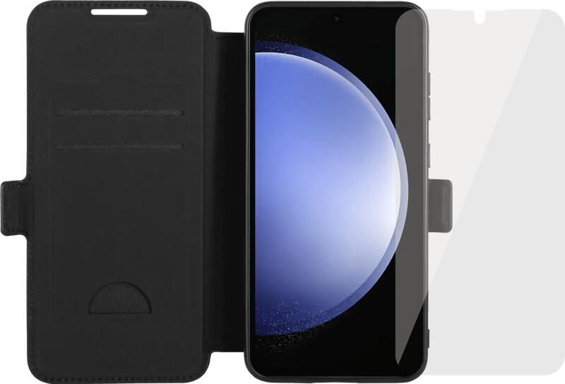 BlueBuilt Book Case Samsung Galaxy S24 FE Leer zwart + Screenprotector Glas