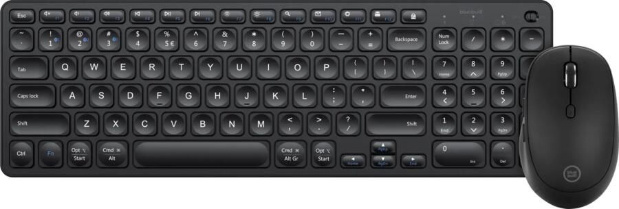 BlueBuilt Draadloos Bluetooth Toetsenbord QWERTY + Tradendum Draadloze Bluetooth Muis