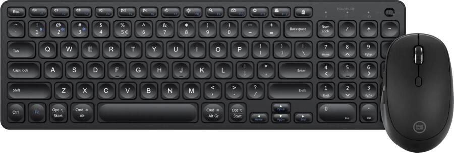 BlueBuilt Draadloos Bluetooth Toetsenbord QWERTY + Tradendum Draadloze Bluetooth Muis