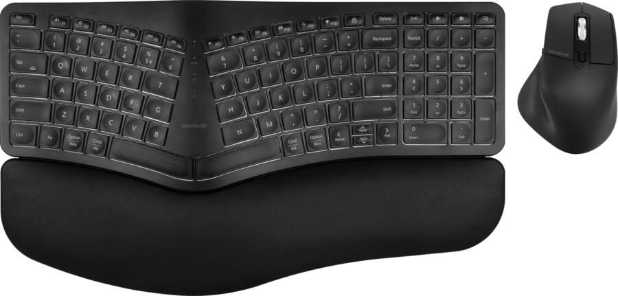 BlueBuilt Draadloos Ergonomisch Bluetooth Toetsenbord Pro QWERTY + Draadloze Muis