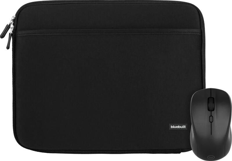 BlueBuilt Laptophoes breedte 30 cm 12-13 inch Zwart + Nexum Draadloze muis