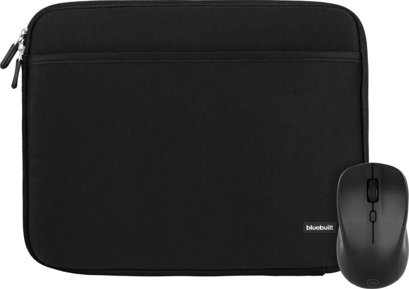 BlueBuilt Laptophoes breedte 31 cm 13 inch M Zwart + Nexum Draadloze muis