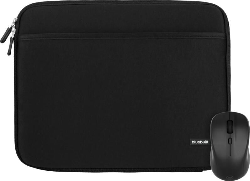 BlueBuilt Laptophoes breedte 36 cm 15 inch S Zwart + Nexum Draadloze muis