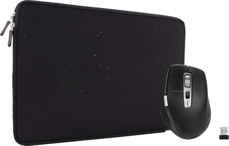BlueBuilt Laptophoes voor Apple MacBook Pro 14 inch Zwart + Maximus Draadloze Ergonomische Bluetooth Muis