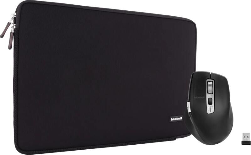 BlueBuilt Laptophoes voor Apple MacBook Pro 16 inch Zwart + Maximus Draadloze Ergonomische Bluetooth Muis