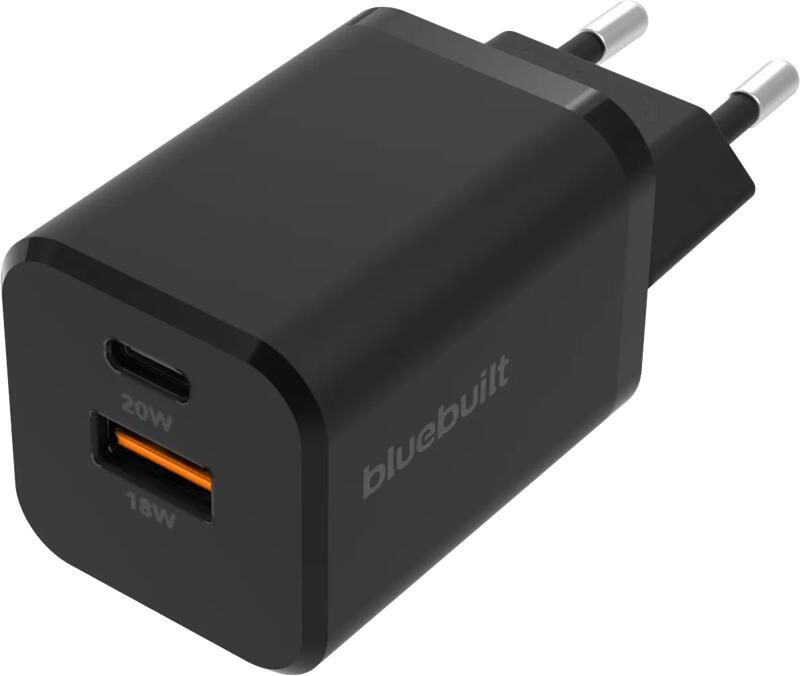 BlueBuilt Power Delivery en Quick Charge Oplader met 2 Usb Poorten 38W Zwart