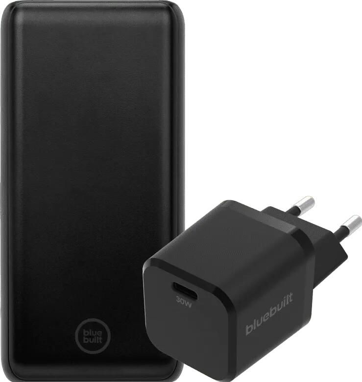 BlueBuilt Powerbank met Snelladen 20.000 mAh + Oplader 30W Zwart