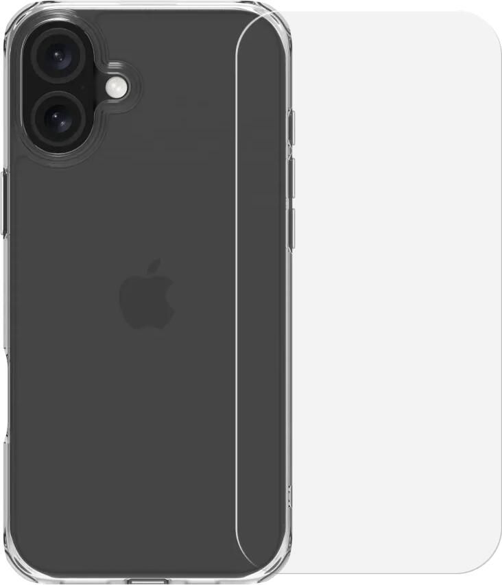 BlueBuilt Protective Back Cover iPhone 16 Plus Transparant + Screenprotector Glas