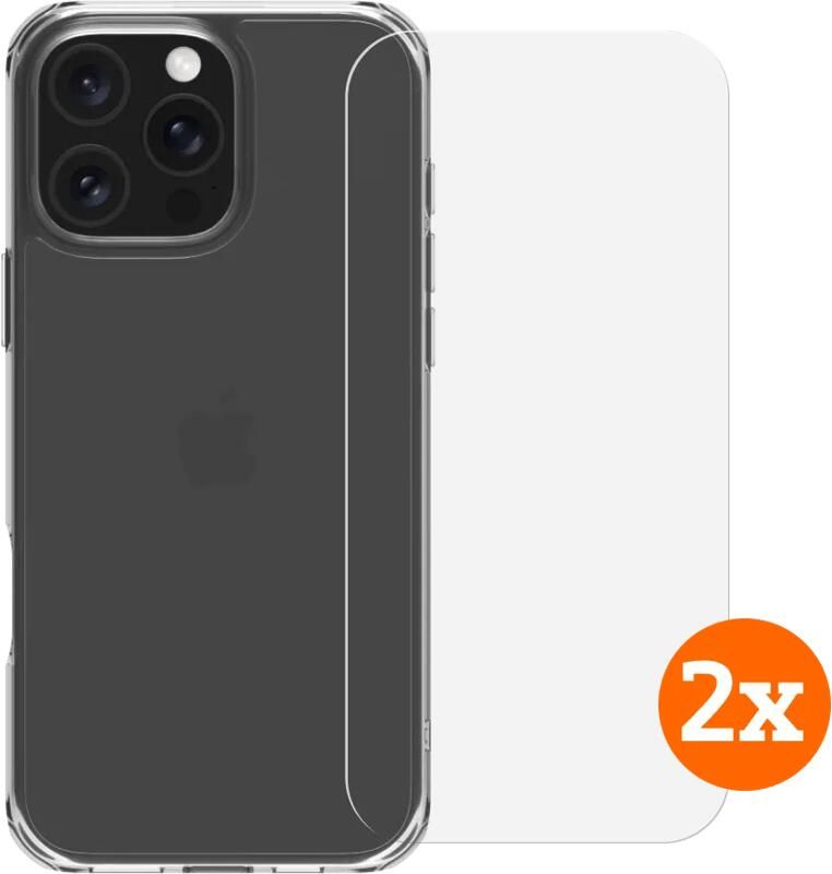 BlueBuilt Protective Back Cover iPhone 16 Pro Max Transparant + Screenprotector Duo Pack