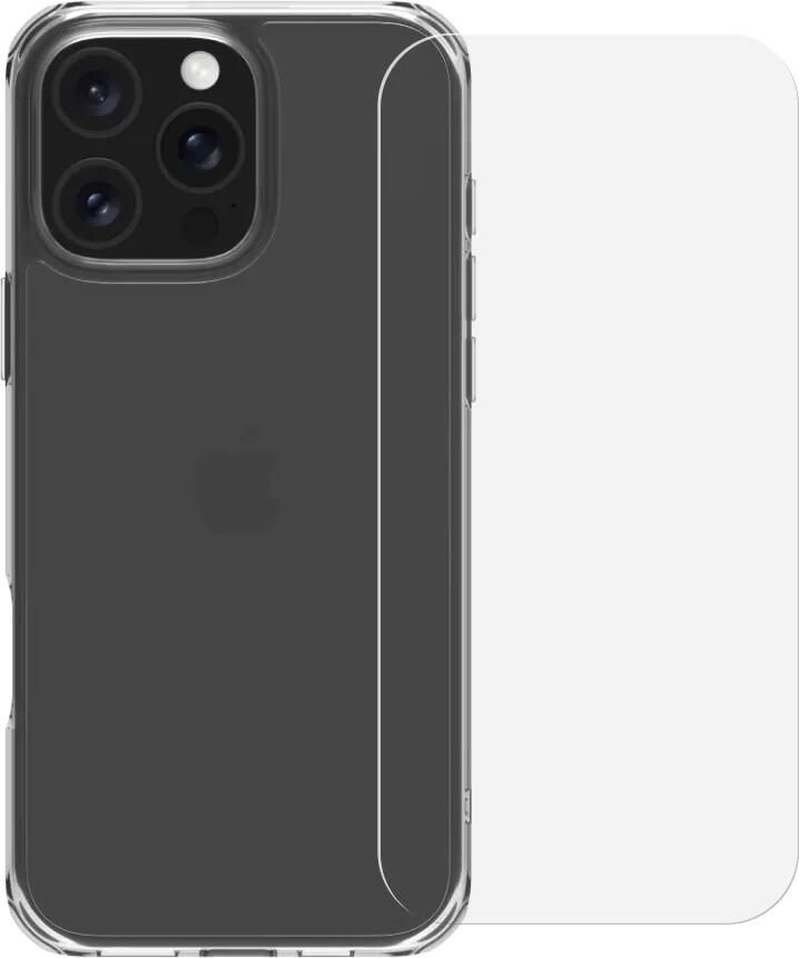 BlueBuilt Protective Back Cover iPhone 16 Pro Max Transparant + Screenprotector Glas