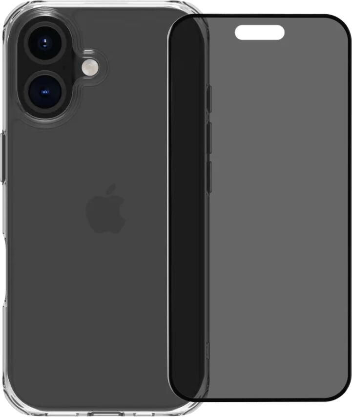 BlueBuilt Protective Back Cover iPhone 16 Transparant + Privacy Screenprotector Glas