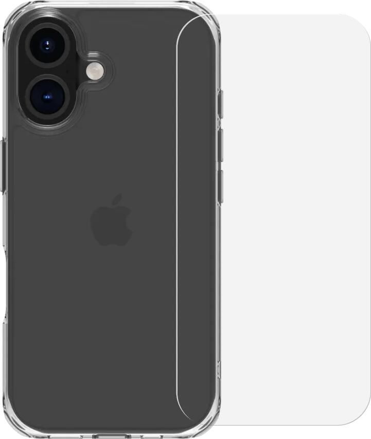 BlueBuilt Protective Back Cover iPhone 16 Transparant + Screenprotector Glas