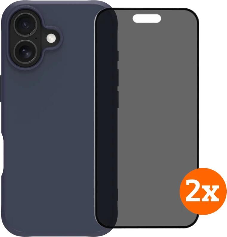BlueBuilt Protective Back Cover iPhone 17 Blauw + Privacy Filter Screenprotector Duo Pack