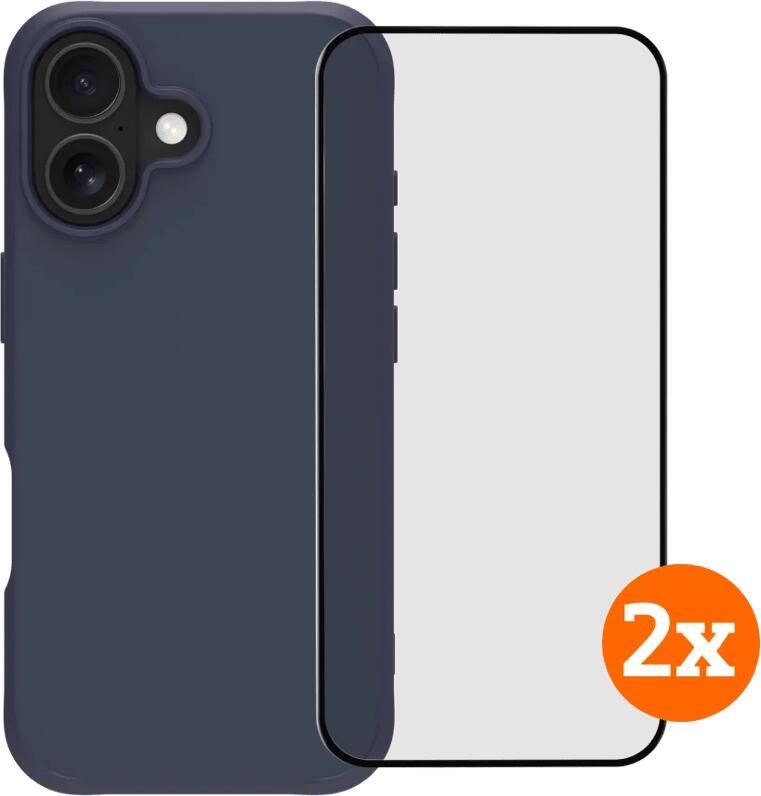 BlueBuilt Protective Back Cover iPhone 17 Blauw + Screenprotector Glas Duo Pack