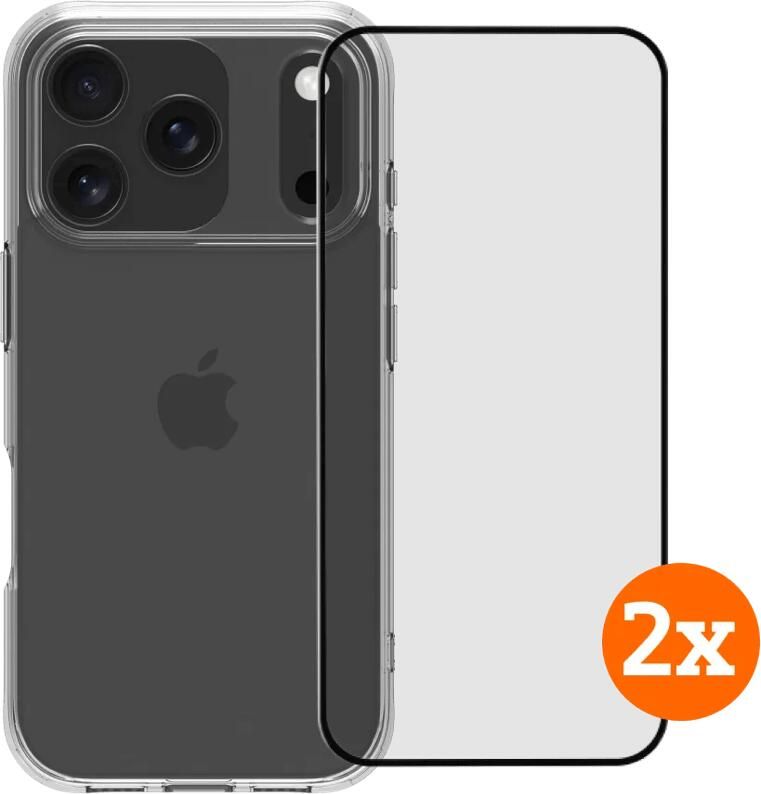 BlueBuilt Protective Back Cover iPhone 17 Pro Transparant + Screenprotector Glas Duo Pack