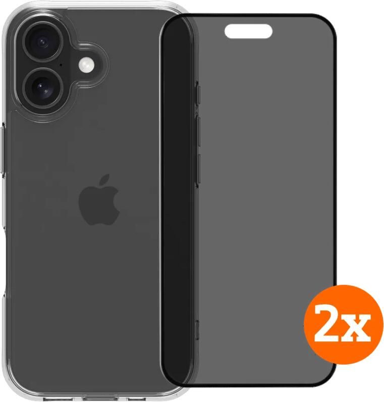 BlueBuilt Protective Back Cover iPhone 17 Transparant + Privacy Screenprotector Duo Pack