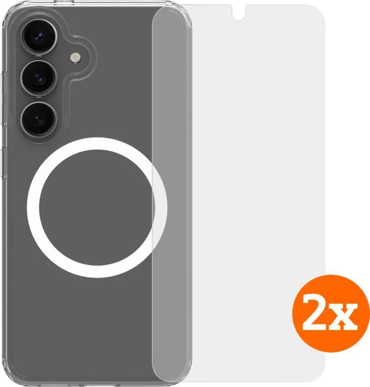 BlueBuilt Protective Back Cover Magneet Galaxy S25 Transparant + Screenprotector Duo Pack